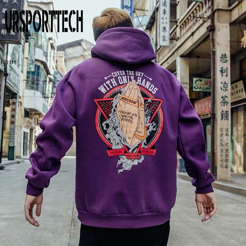 Hip Hop Mens Fleece Hoodie Japanese Streetwear Oversized Sweatshirt Men Women Warm Demon Hoodie Couple Harajuku Casual Hoodies 201020