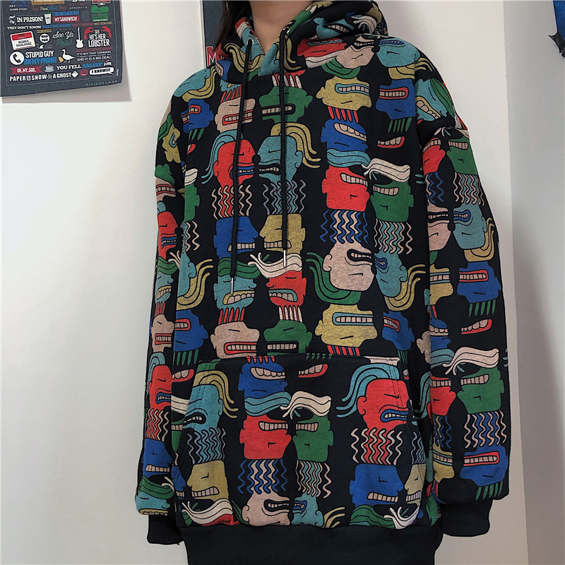 Print Sweatshirt Women Hoodies Oversized Hoodie Harajuku Kpop Hood Hooded Woman Loose Bf Student Coat Sudadera Mujer Streetwear 201211