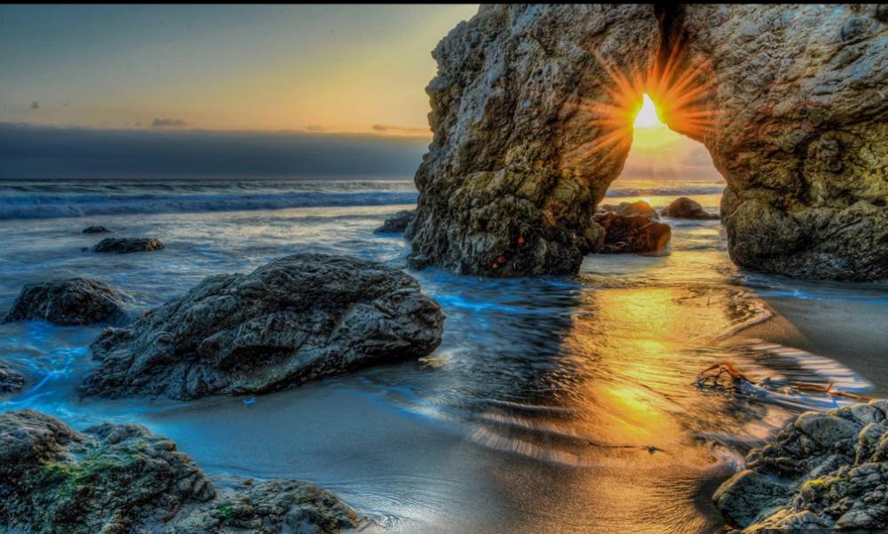 3d stereoscopic wallpaper Sea sunset landscape oil painting TV background wall 3d landscape wallpaper