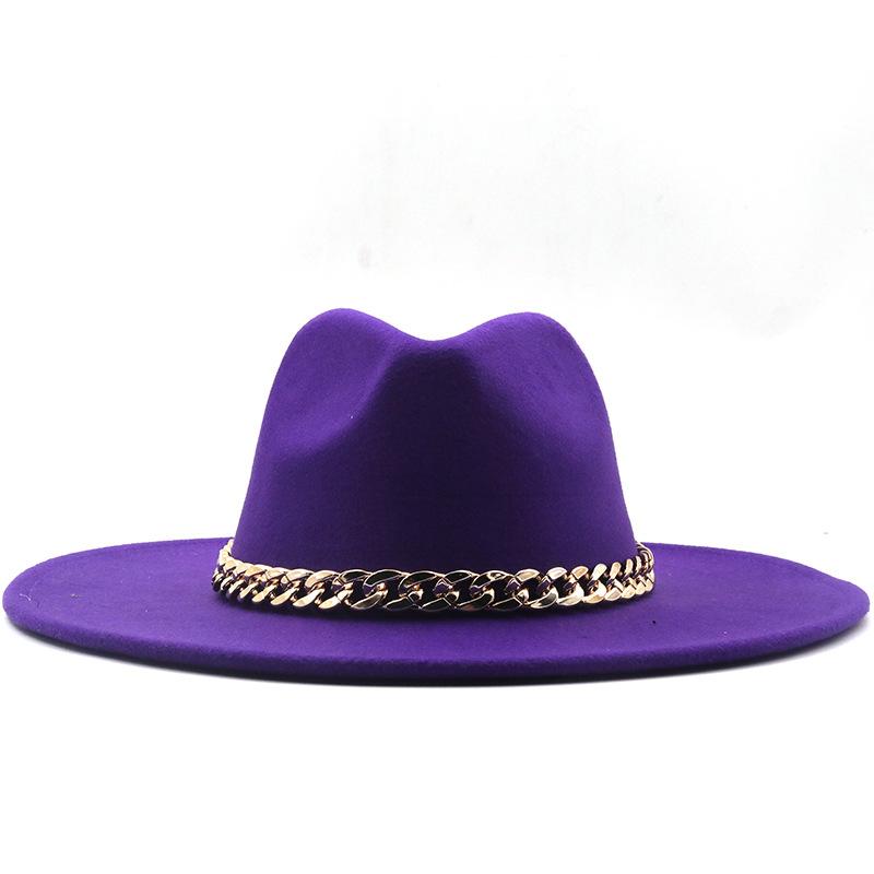 Fedora Hat with Chain Large Fedoras Bulk Female Male Ladies Big Felt Hats Women Men Wide Brim Cap Woman Man Jazz Panama Caps Autumn Winter Wholesale
Fedora Hat with Chain Large Fedoras Bulk Female Male Ladies Big Felt Hats Women Men Wide Brim Cap Woman Man Jazz Panama Caps Autumn Winter Wholesale