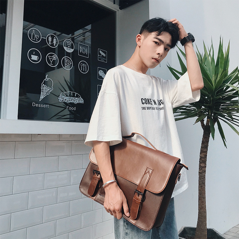 Briefcases Crazy Horse Artificial Leather Business Handbag Laptop for Men Casual Bag Messenger Shoulder Bags Man 220831