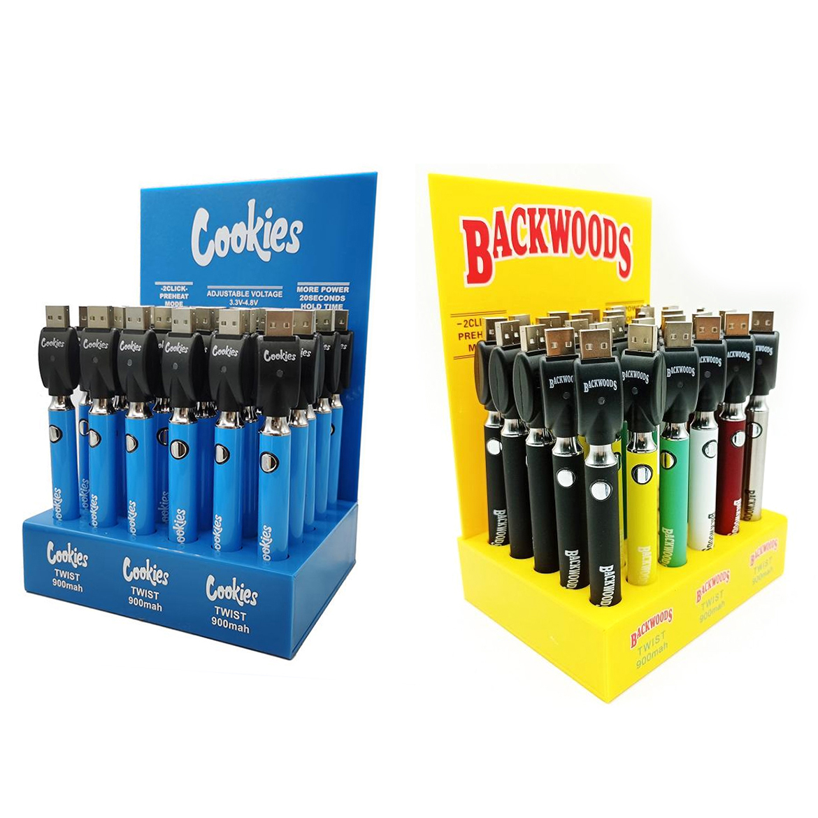 Cookies Backwoods Twist Batteries 900mAh VV Vape Battery Fit Electronic Cigarette Atomizers 510 Cartridges Multi Colors With USB Charger
Cookies Backwoods Twist Batteries 900mAh VV Vape Battery Fit Electronic Cigarette Atomizers 510 Cartridges Multi Colors With USB Charger