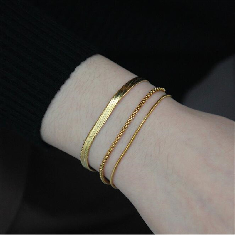 2021 Simple Fashion Wedding Bracelets Ins Top Sell Jewelry 18K Gold Fill High Quality Popular Women Snake Bangle Bracelet Gift