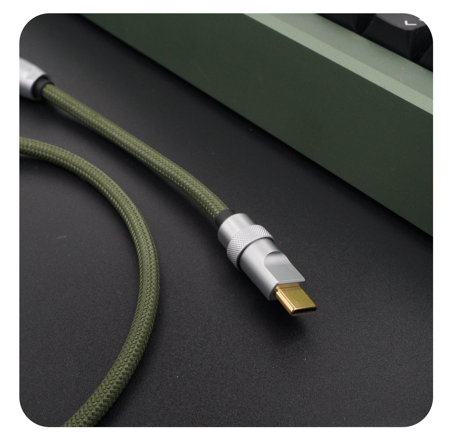 GeekCable Handmade Customized Mechanical Keyboard Data Cable For GMK Theme SP Keycaps Matrix Noah Theme Olive Green Color
