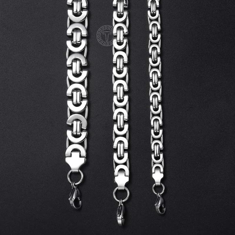 Chains 7911mm Stainless Steel Necklace For Men Women Flat Byzantine Link Chain Fashion Jewelry Gifts LKNN14