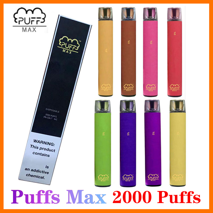 Puff Max Disposable Device Cigarettes 2000 Puffs 1200mAh battery 8.5ml Pre-Filled Cartridges Pen Electronic Bar System Vaporizer
Puff Max Disposable Device Cigarettes 2000 Puffs 1200mAh battery 8.5ml Pre-Filled Cartridges Pen Electronic Bar System Vaporizer