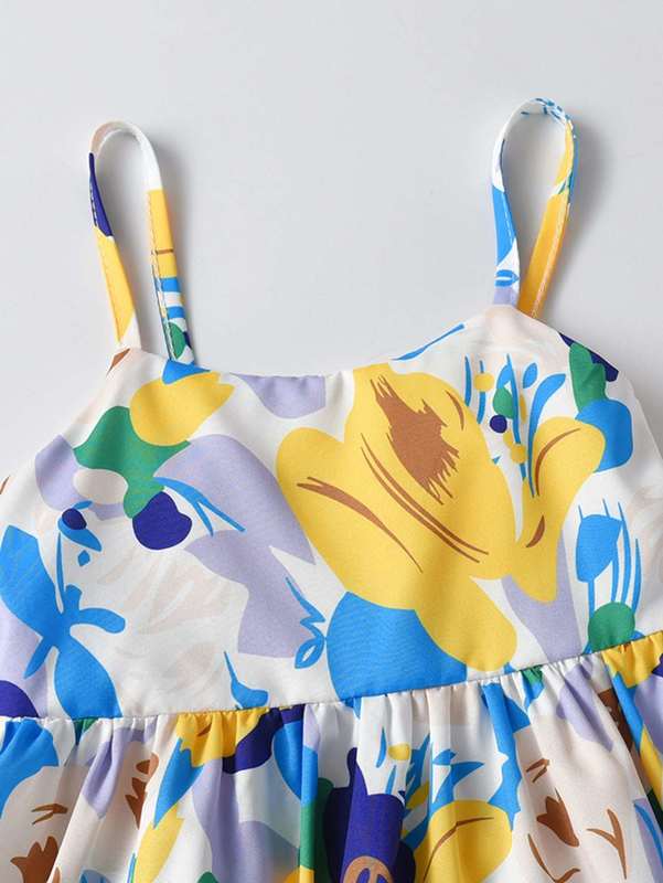 Toddler Girls Floral Print Cut Out Back Cami Dress SHE