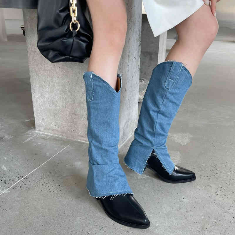 boots blue denim patchwork wesern cowboy knee women pointed toe long thigh riding shoes 4sfq, Black
boots blue denim patchwork wesern cowboy knee women pointed toe long thigh riding shoes 4sfq, Black