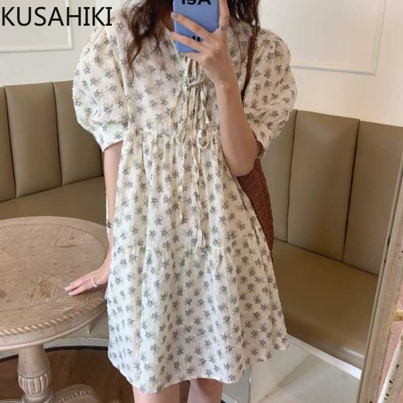 KUSAHIKI Floral Woman Dress Bow Tir O-neck Puff Sleeve Sweet Dresses Summer High Waist Vestidos De Mujer 6J468 210602, Apricot
KUSAHIKI Floral Woman Dress Bow Tir O-neck Puff Sleeve Sweet Dresses Summer High Waist Vestidos De Mujer 6J468 210602, Apricot
