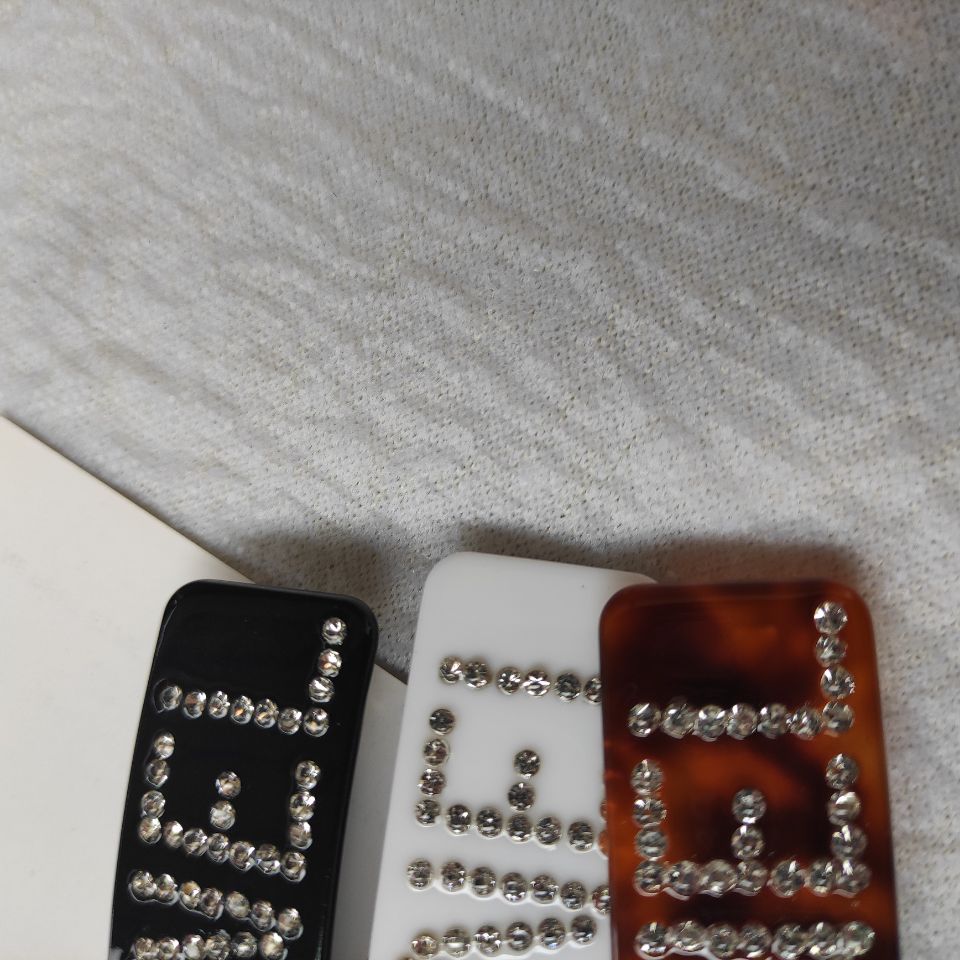 fashion matel symbol c rhinestone Hairpins acrylic fashion party souvenirs With Paper card