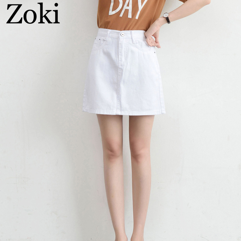 Zoki Sexy Women Denim Mini Skirt Fashion Summer High Waist Korean Black Skirt Blue Package Hip Jeans Harajuku Plus Size Cotton 210309