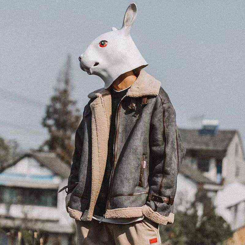 Cool Male Winter Suede Thicken Moto Bomber Jacket Coat Men Clothing Woolen Warm Outerwear Mens Teddy Coats Japanese Streetwear 211122