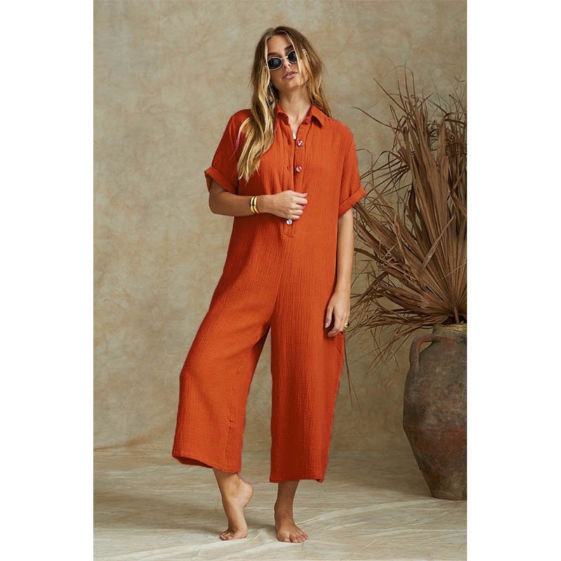 Cotton Linen Jumpsuit Elegant for Women Sleeveless Vest Conjoined Female Trousers Elegance Casual Loose Jumpsuits T200509