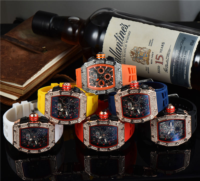 Luxury Mens Watch RM Womens Fashion Rose Gold Iced Out Watches All Functional Work Multiple Colour Rubber Strap, A6
Luxury Mens Watch RM Womens Fashion Rose Gold Iced Out Watches All Functional Work Multiple Colour Rubber Strap, A6