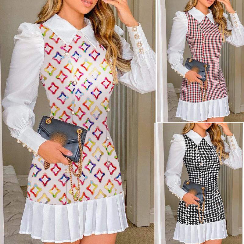 Casual Dresses Autumn Fake Two-piece Dress Set Sweet Fairy Pleated Skirt Plus Size Women Vintage Lantern Long Sleeve 2021 French Style
Casual Dresses Autumn Fake Two-piece Dress Set Sweet Fairy Pleated Skirt Plus Size Women Vintage Lantern Long Sleeve 2021 French Style