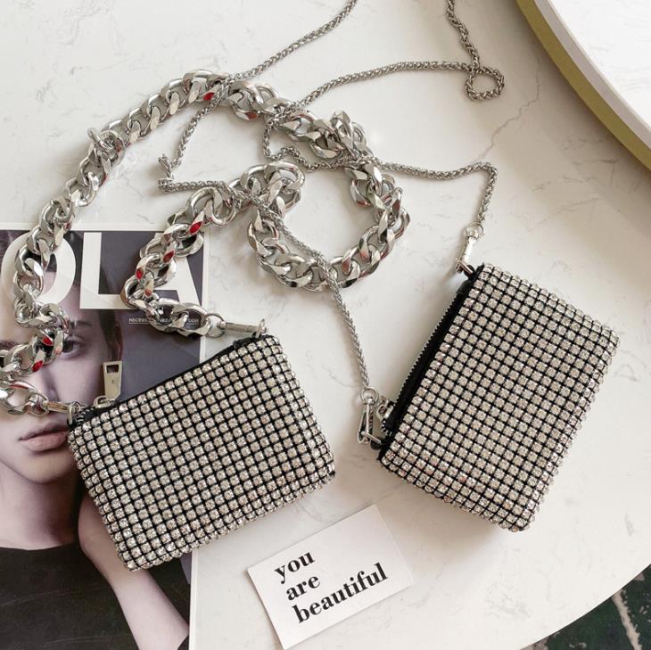 silver color Thick Chain Lipstick Bag Summer Mini Flash Small Square Messenger Bags Full Diamond Cute purse Chain
silver color Thick Chain Lipstick Bag Summer Mini Flash Small Square Messenger Bags Full Diamond Cute purse Chain