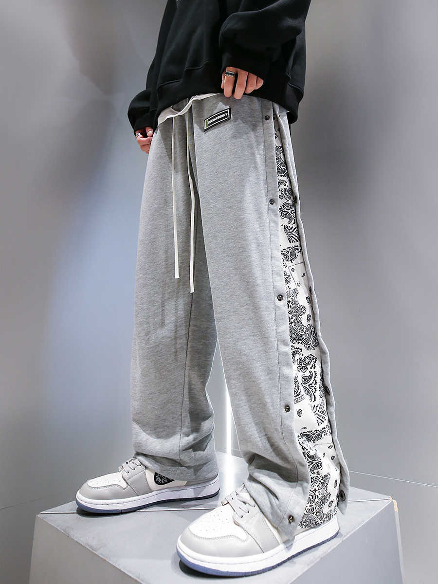 Pants Solid Baggy Loose Elastic Pants Sweatpants Casual Pants Trousers Large straight Grey black 210930