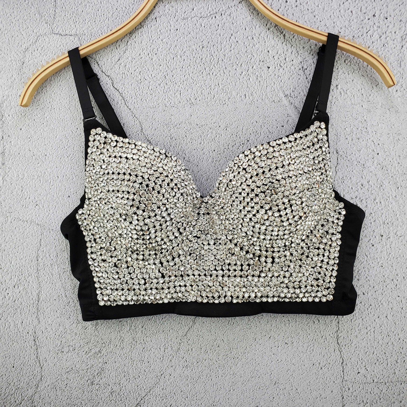Rhinestone Bead Bustier Corset Pearls Diamond Push Up Night Club Bralette Women's New Fashion Bra Cropped Top Plus Size 210308