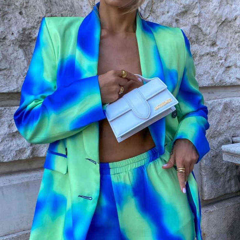 Spring Fall Streetwear Women's Set Long Sleeve Blazer Pants Suit Office Lady Tracksuit Two Piece Fitness Outfits 211105