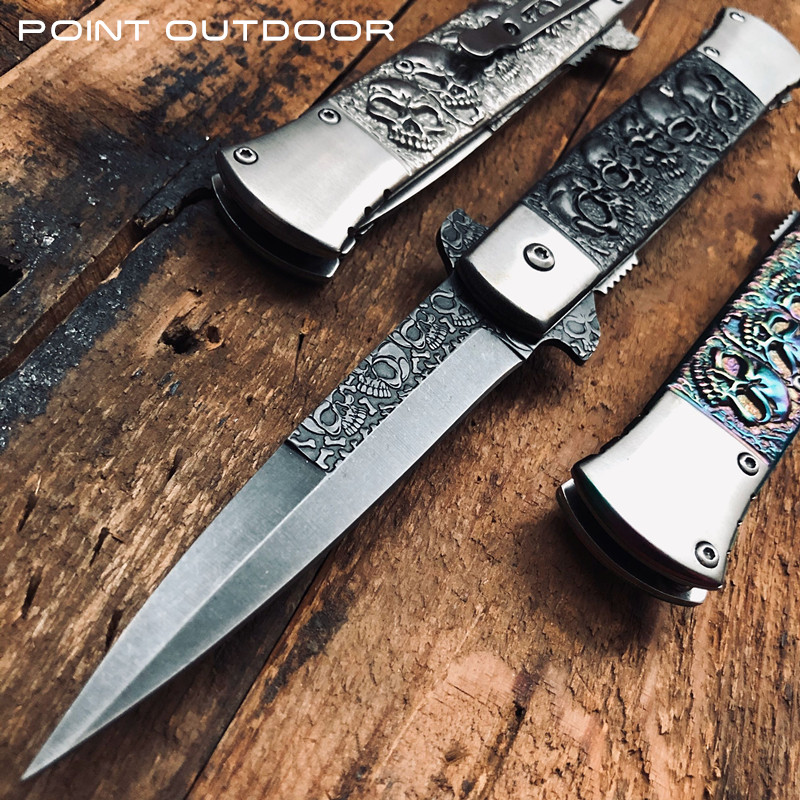 Military Extra Large Skulls Carve Italian Stiletto Knife Tactical Assisted Open Knives Outdoor Pocket Defense Collection Gift
Military Extra Large Skulls Carve Italian Stiletto Knife Tactical Assisted Open Knives Outdoor Pocket Defense Collection Gift