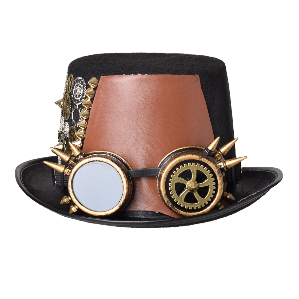 Steampunk Googles Hat Black Fedora Punk Gears Spikes Leather Men/Women Vintage Gothic Party Festival Bowler Hats Accessories, 58cm
Steampunk Googles Hat Black Fedora Punk Gears Spikes Leather Men/Women Vintage Gothic Party Festival Bowler Hats Accessories, 58cm