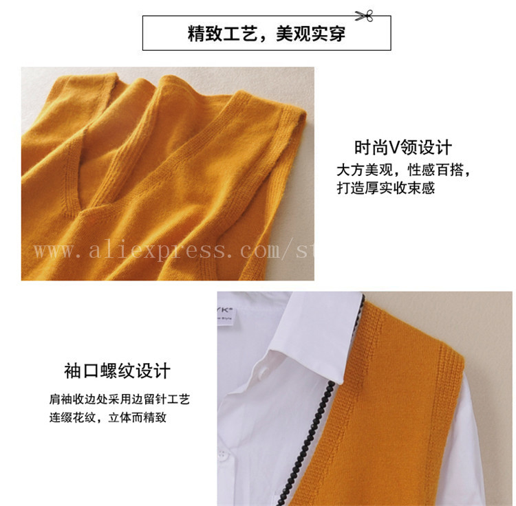spring autumn pure wool sweater women vest sweater vest pocket female mid-length vest v-nect collar kimono jacket pullo 210218