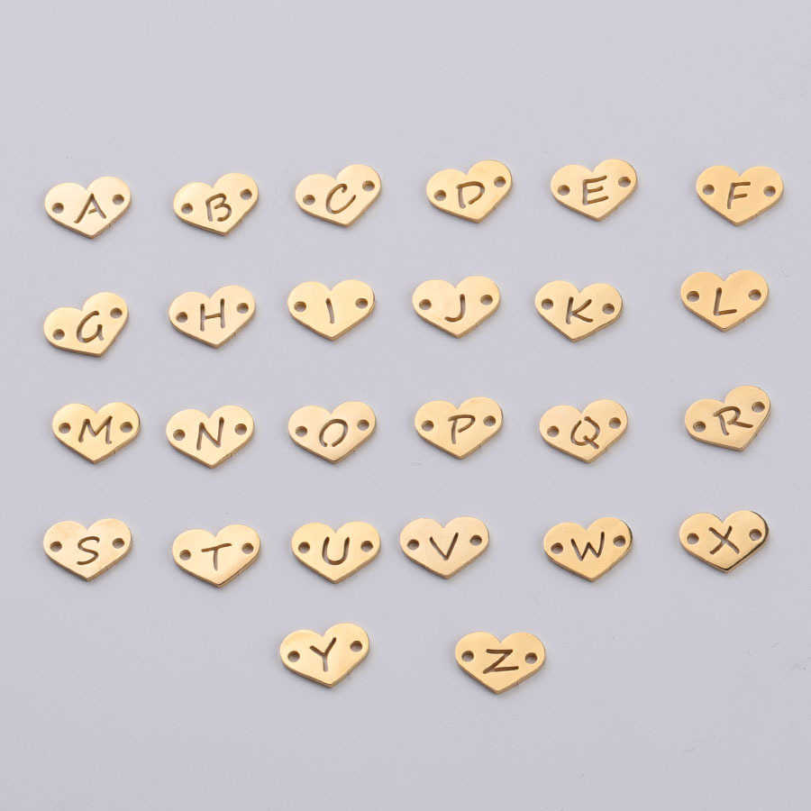 Fnixtar 26Pcs 1.2*12mm Mirror Polish Stainless Steel Heart Letter Charms Initials Alphabet Connector Charm For Braid Bracelets 210720
Fnixtar 26Pcs 1.2*12mm Mirror Polish Stainless Steel Heart Letter Charms Initials Alphabet Connector Charm For Braid Bracelets 210720