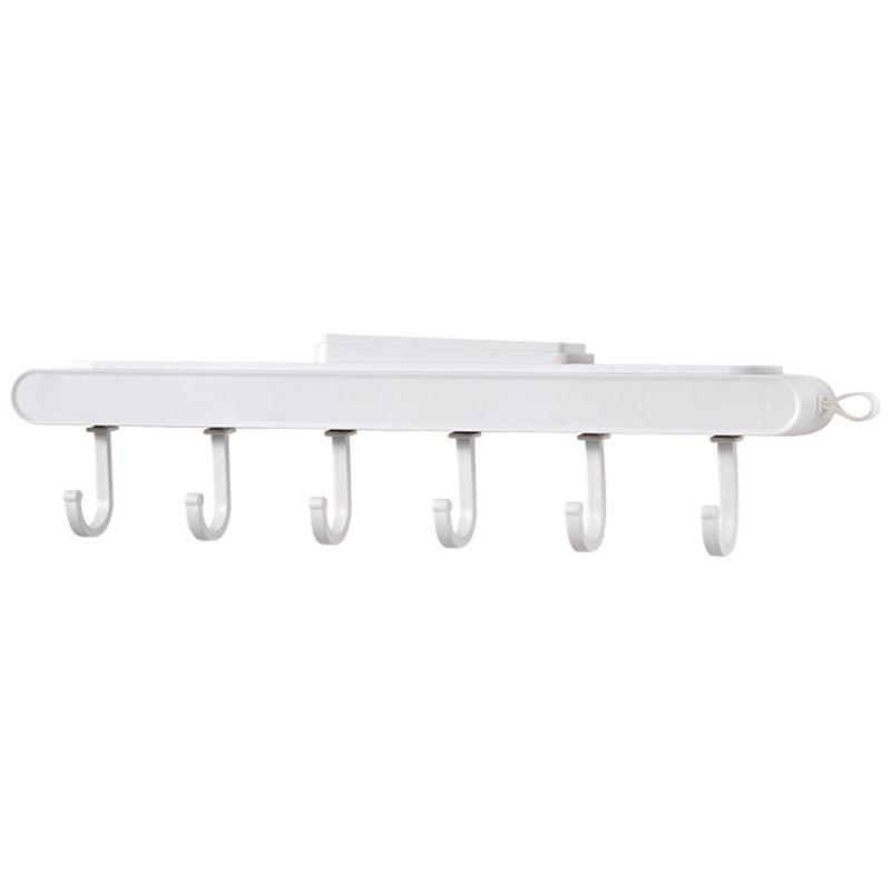 Hangers & Racks Kitchen Under Cabinet Closet Hanger With 6 Hooks Elescopic Utensil Rack Punch-free Organiser