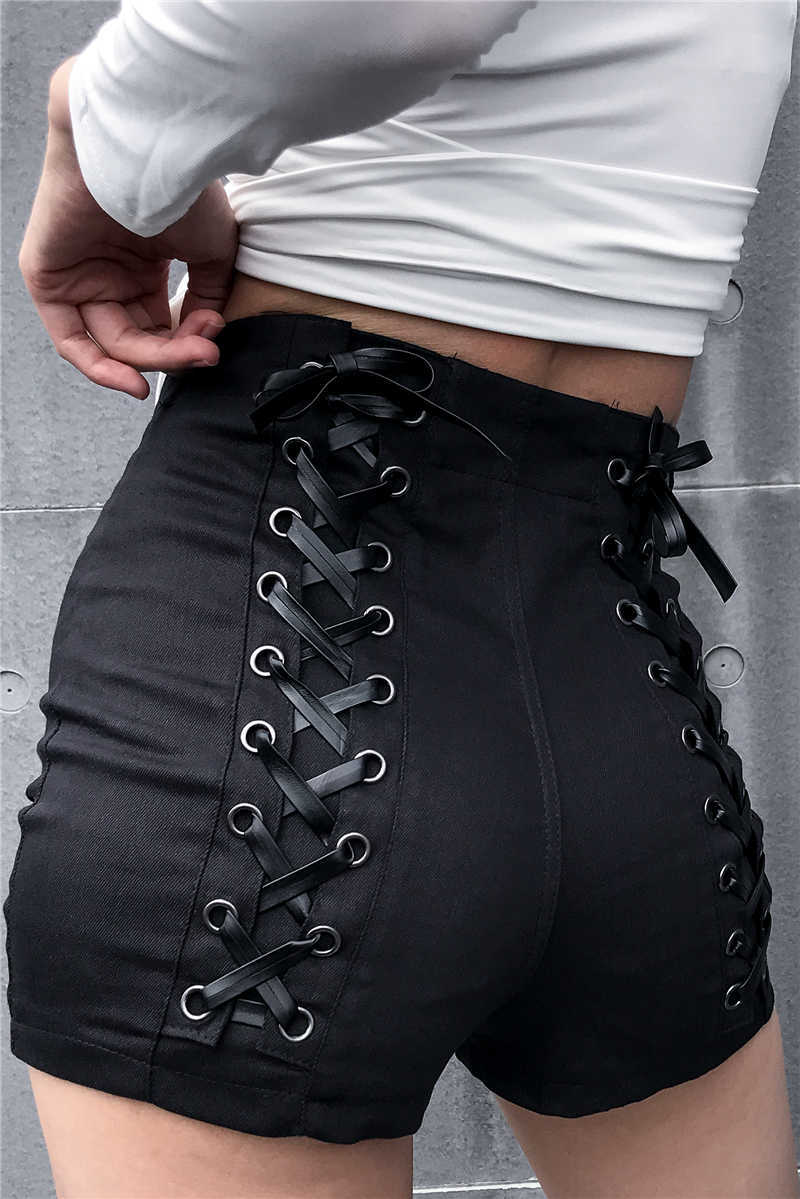 Factory wholesale High waist sexy slim lace up hip denim shorts female fashion straps was thin dancing girls wq1630 210714