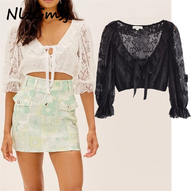 Summer Women Blouse Top Black Solid Lace Sexy Long Sleeve Female Shirts Loose Blusas Chic 05 210628, As picture
Summer Women Blouse Top Black Solid Lace Sexy Long Sleeve Female Shirts Loose Blusas Chic 05 210628, As picture