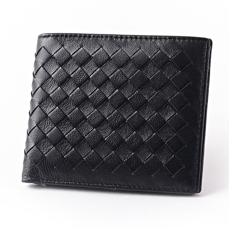 Luxury Knitted Men's Wallet - Premium Sheepskin Leather Fashion Purse for Gentlemen