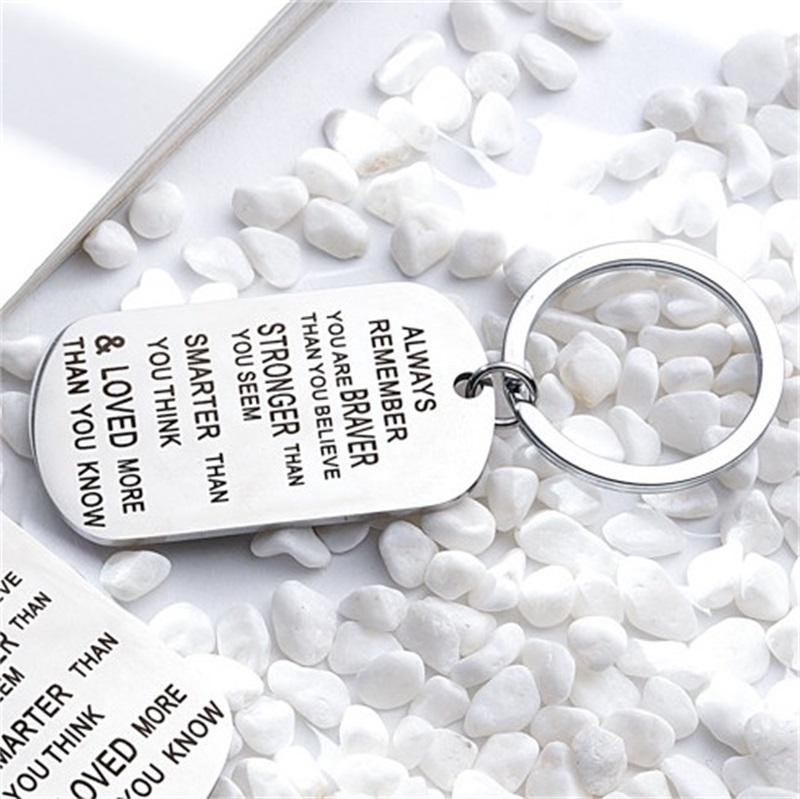 Stainless Steel Key Chain Ring You are Braver Stronger Smarter Than You Think Pendant Keychain For Family Friend Lover GiftZ 227