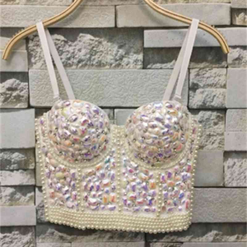 P4 Women Colorful Diamond Tank Tops Unique Camisole Crop Bustier Bra Tube Top Party Nightclub Performance S-XL 210527