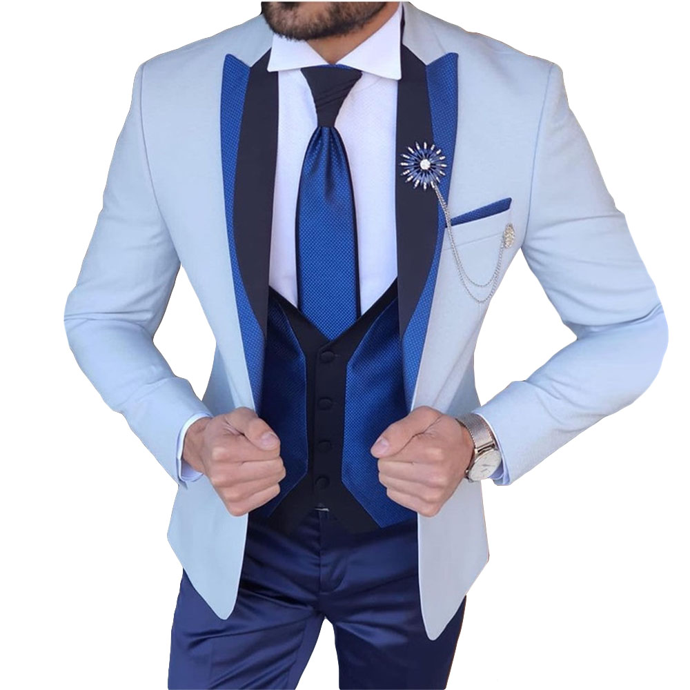 Three-Pieces Men Suits Business Casual tuxedos Slim Fit Groom Party Coat Tailored Night Performance singer Work Wear Wedding Suit