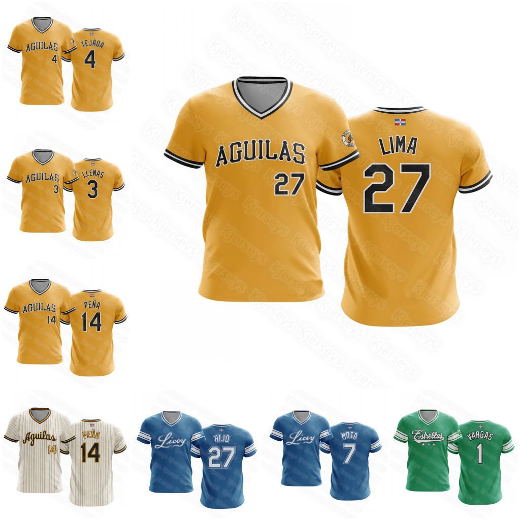 DOMINICAN HALL OF FAME Baseball Jersey AGUILAS CIBAENAS LIMA PENA TEJADA LLENAS TIGRES DEL LICEY OLIVO MOTA ESTRELLAS ORIENTALES VARGAS LEON, Blue;black
DOMINICAN HALL OF FAME Baseball Jersey AGUILAS CIBAENAS LIMA PENA TEJADA LLENAS TIGRES DEL LICEY OLIVO MOTA ESTRELLAS ORIENTALES VARGAS LEON, Blue;black