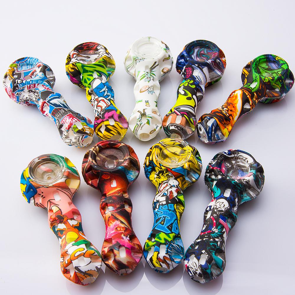 DHL Free 4.1 inches Colorful Silicone Hand Pipes Smoking Pipe with glass bowl Silicon dab rig Hookah Bongs
DHL Free 4.1 inches Colorful Silicone Hand Pipes Smoking Pipe with glass bowl Silicon dab rig Hookah Bongs