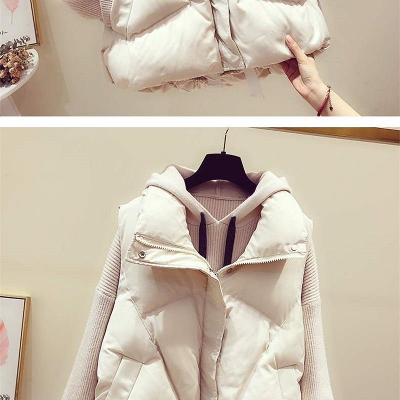 Autumn And Winter Women's Sleeveless Jacket Short Loose Down Cotton Bread Women Vest Thick Warm Waistcoat 210819