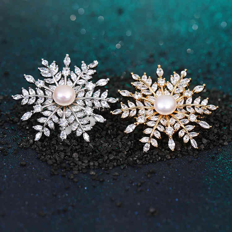 Freshwater Pearl Brooch Snowflake Series Clothes Accessories Exquisite