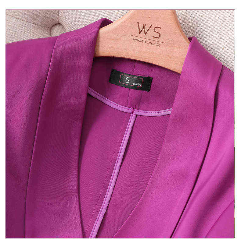 Summer autumn Women Pant Two-piece Suit purple Blazer Jacket and Pants suit Office Wear Ladies Suits Female Sets size S-4XL 211118