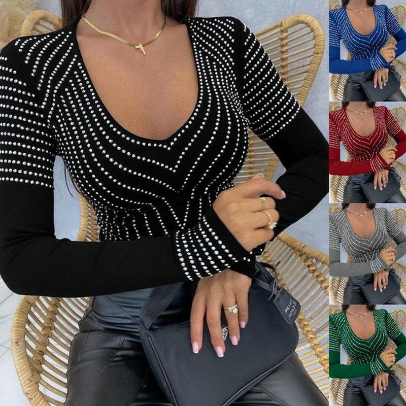 Women's Blouses & Shirts Skinny Blouse Women Casual Solid Long Sleeve Sexy V-Neck Glitter Printed Bodycon Slim Fit Ladies Tee Plus Size, White
Women's Blouses & Shirts Skinny Blouse Women Casual Solid Long Sleeve Sexy V-Neck Glitter Printed Bodycon Slim Fit Ladies Tee Plus Size, White