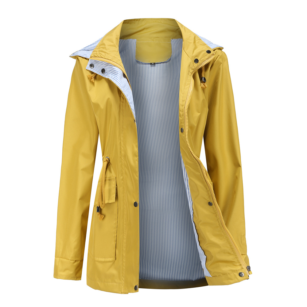 2021 new fall/winter detachable hat raincoat women's plus size jacket style, Black