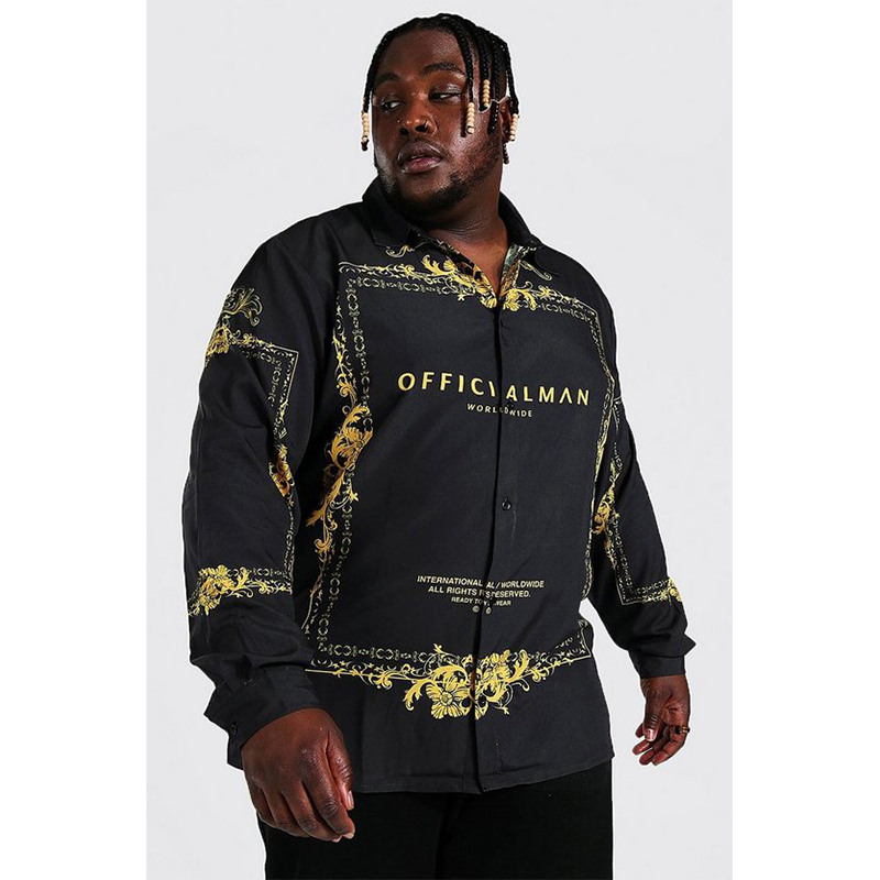 Letter pattern men' long-sleeved shirt high quality comfortable fit fashion retro style travel office entertainment, Black
Letter pattern men' long-sleeved shirt high quality comfortable fit fashion retro style travel office entertainment, Black