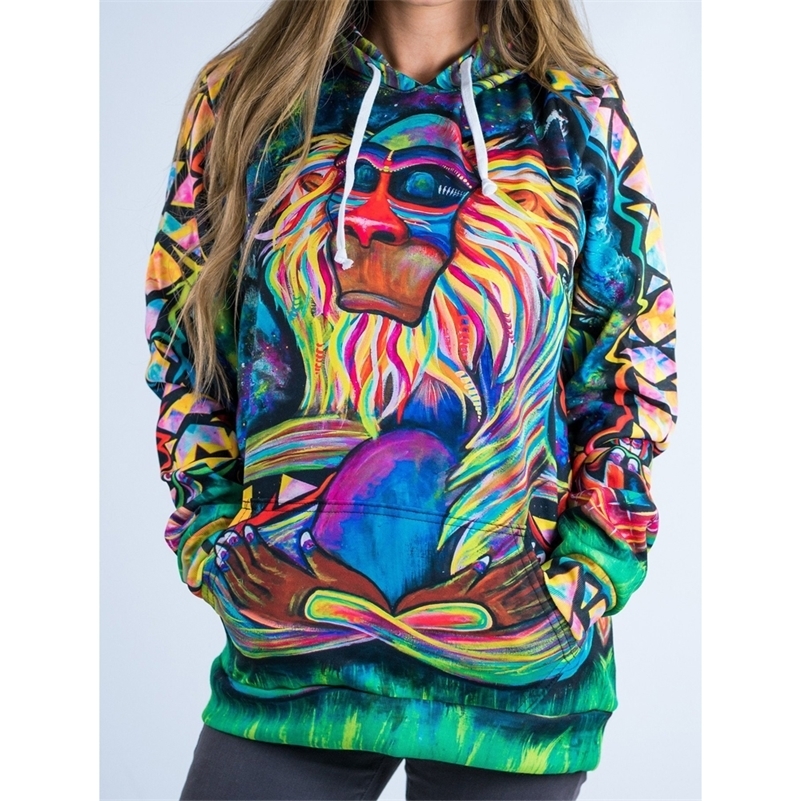 New Arrivals Fashion 3D Print Kawaii Sweatshirt Femmes Sweatshirts Hoodies Women Youth Female Pockets Creative Plus Size 201209