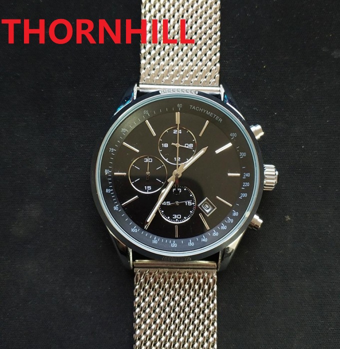 Mens watches stopwatch all dial work quartz movement watch 42mm stainless steel mesh chronograph Super Premium Sapphire Waterproof High Quality Wristwatches, As pic