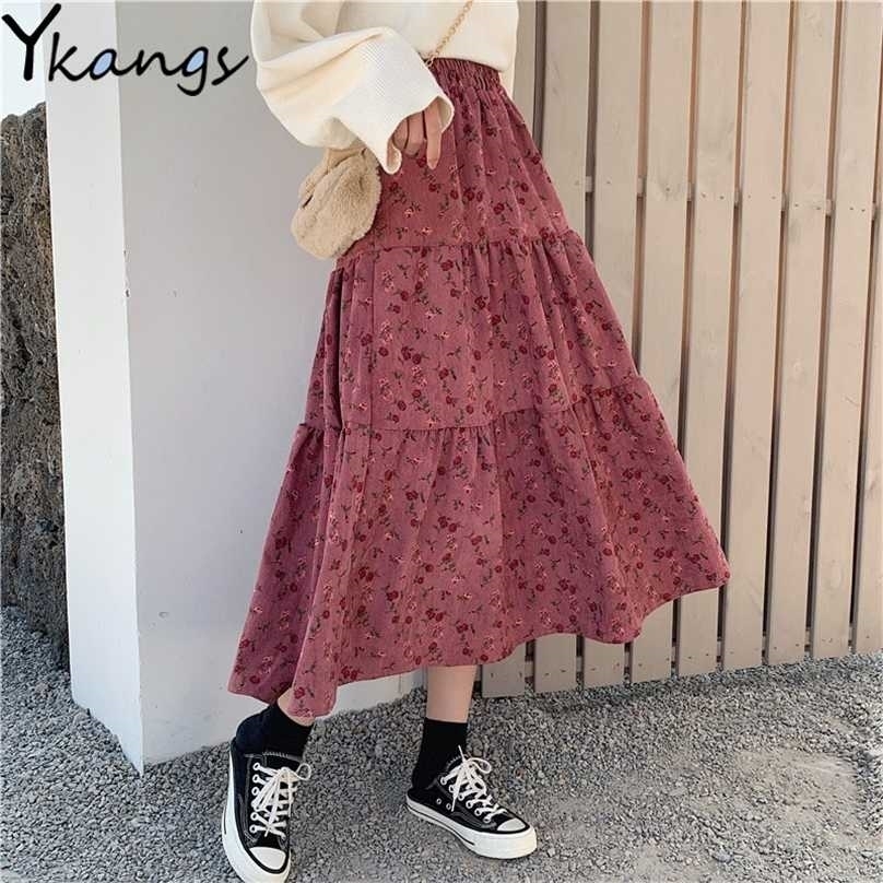 Harajuku Chic Autumn Winter Warm Flower Print Skirt Vintage Corduroy pleated Students Kawaii Long Streetwear 211109, Red
Harajuku Chic Autumn Winter Warm Flower Print Skirt Vintage Corduroy pleated Students Kawaii Long Streetwear 211109, Red