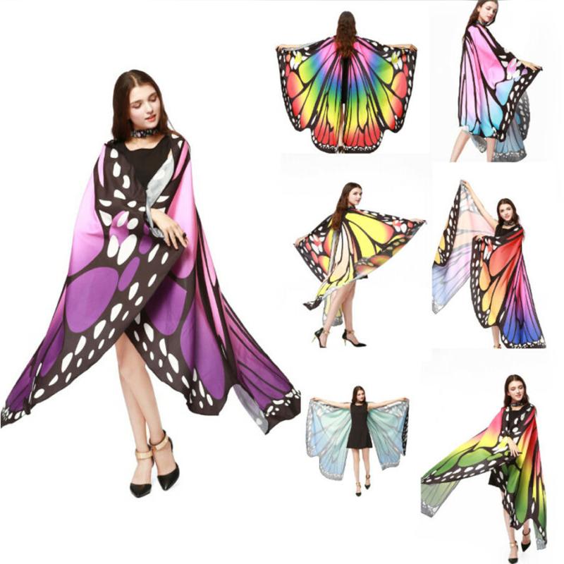 Scarves Novelty 7 Colors Women Scarf Pashmina Butterfly Wing Cape Cloak Peacock Shawl Wrap Tippet Gifts Cute Wings Print