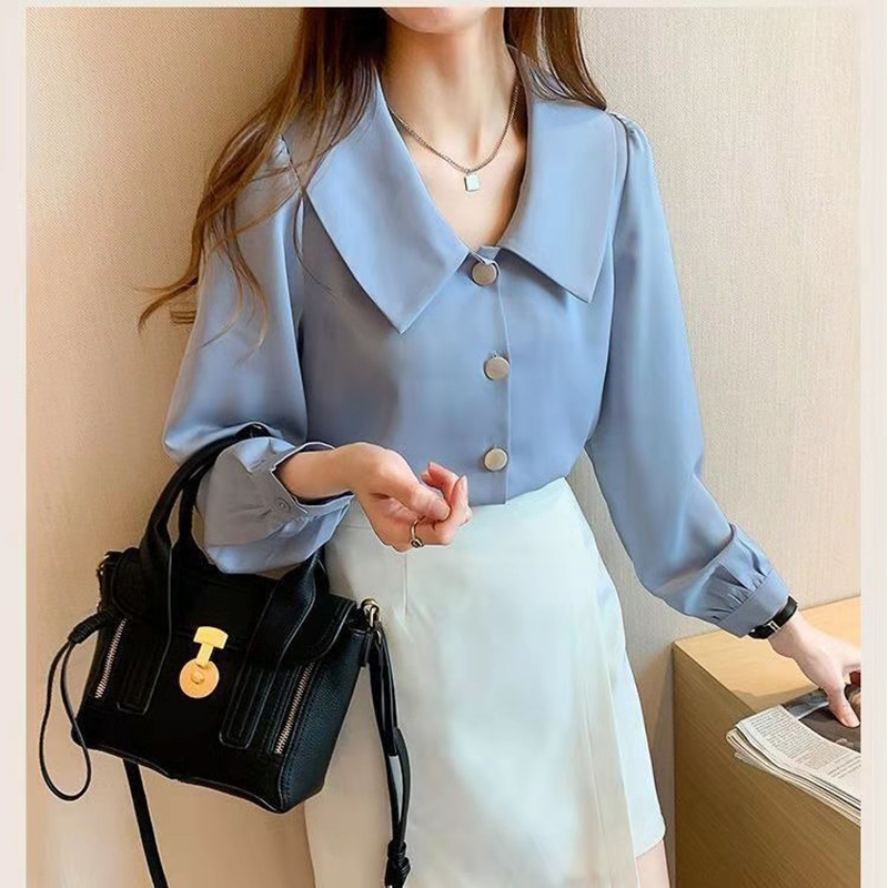 2021 New Spring Summer Blouse For Women Fashion Korean Style Peter Pan Collar Chiffon Shirts Professional Student Shirt Female, White
2021 New Spring Summer Blouse For Women Fashion Korean Style Peter Pan Collar Chiffon Shirts Professional Student Shirt Female, White