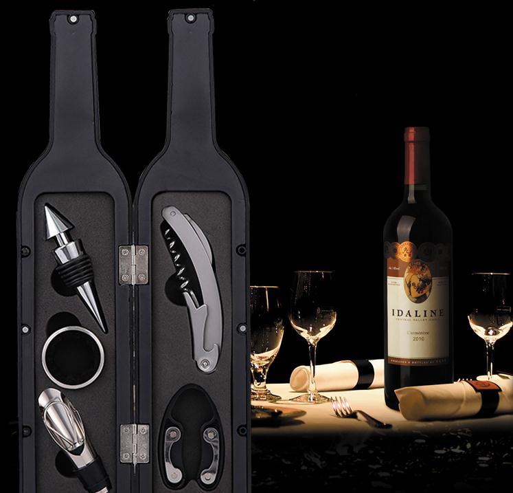 3pcs & 5pcs/set Wine Bottle Opener Stopper Pourer Accessories Corkscrew Kit Foil Cutter Holder Wine Opener Wine Tools Wholesale
