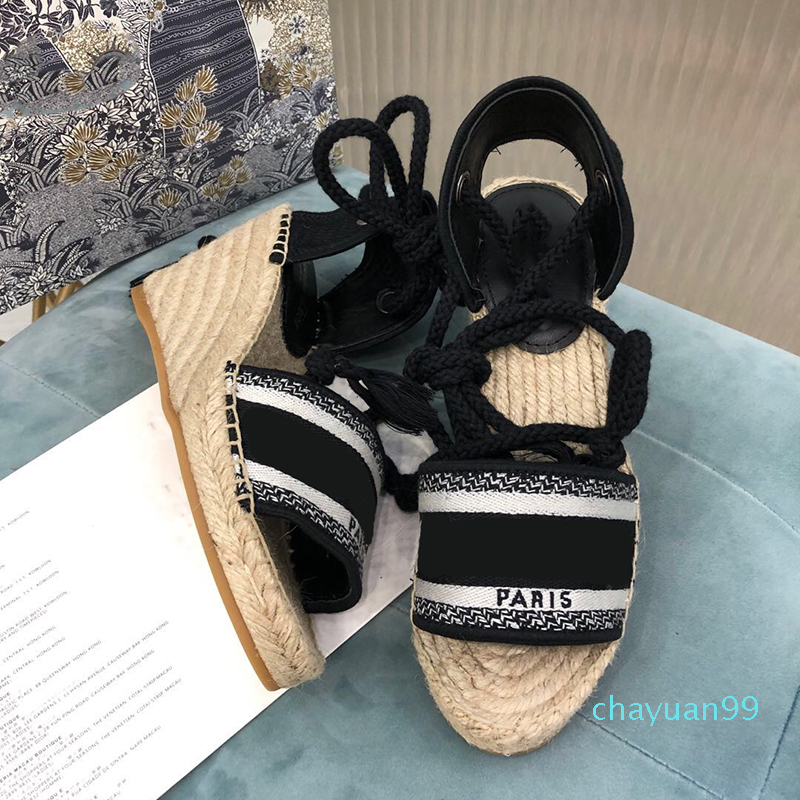 Summer lady wedge sandals pattern jacquard embroidered fisherman shoes open toe 9.5cm high-heeled lace up weave beach casual sandal 2021, Black 1
Summer lady wedge sandals pattern jacquard embroidered fisherman shoes open toe 9.5cm high-heeled lace up weave beach casual sandal 2021, Black 1