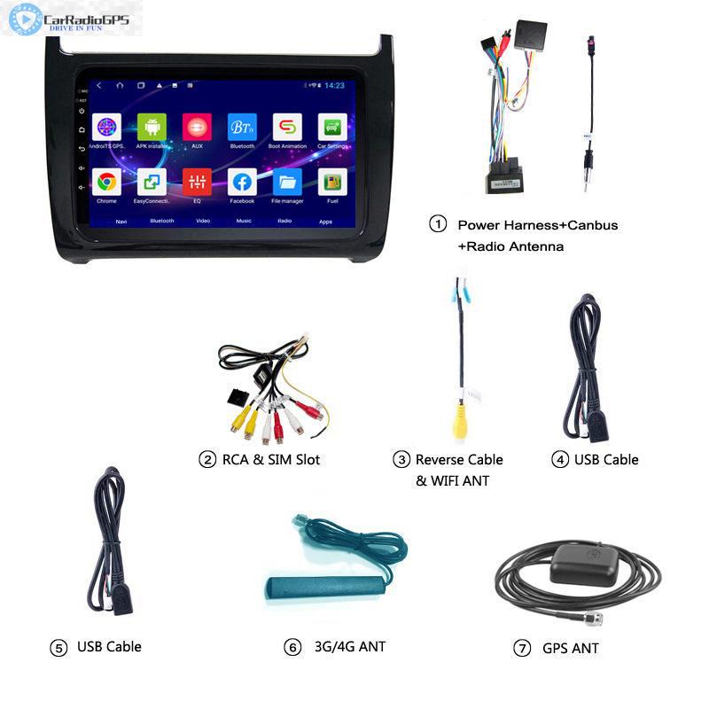 Touch Screen car dvd Android 10 GPS Navigation Player For VW POLO 2011-2018 Radio Stereo Multimedia Head Unit 9" Super Slim
